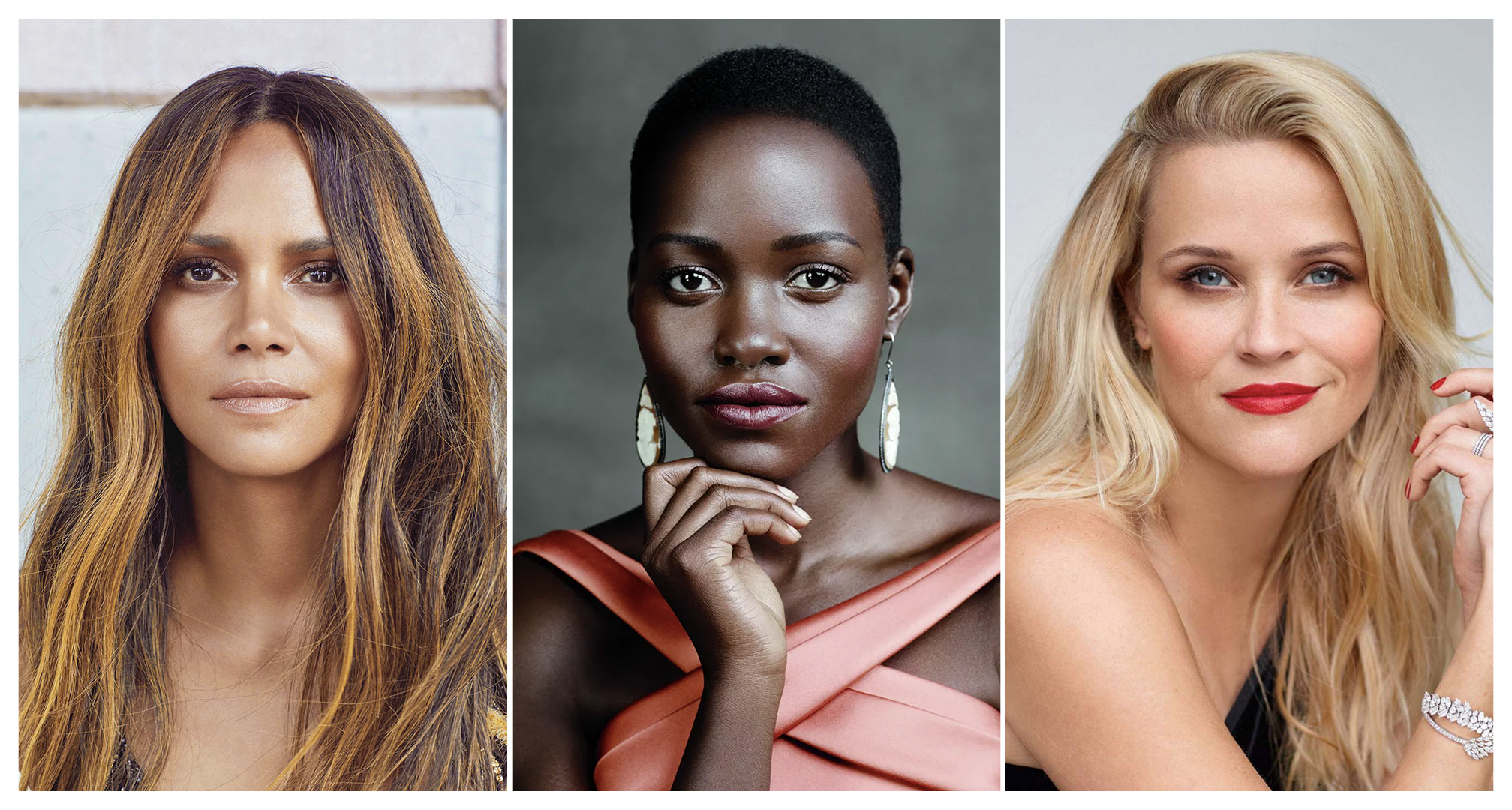kollaasi Halle Berrystä, Lupita Nyong'osta ja Reese Witherspoonista
