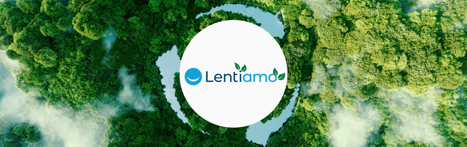 Lentiamo-logo vihreässä metsässä
