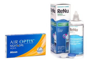 Air Optix Night & Day Aqua (6 linssiä) + ReNu MultiPlus 360 ml kotelolla