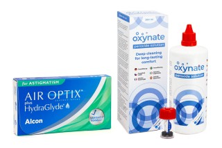 Air Optix Plus Hydraglyde for Astigmatism (6 linssiä) + Oxynate Peroxide 380 ml kotelolla