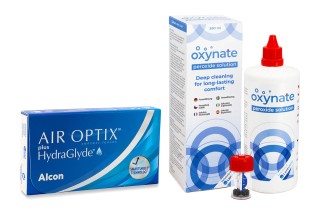 Air Optix Plus Hydraglyde (6 linssiä) + Oxynate Peroxide 380 ml kotelolla