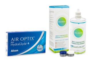 Air Optix Plus Hydraglyde (6 linssiä) + Solunate Multi-Purpose 400 ml kotelolla