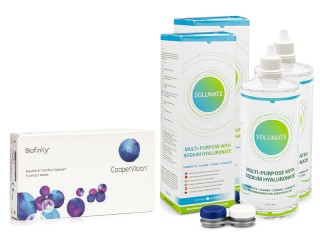 Biofinity CooperVision (6 linssiä) + 2 x Solunate Multi-Purpose 400 ml linssikotelolla