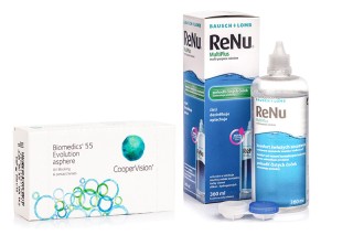 Biomedics 55 Evolution CooperVision (6 linssiä) + ReNu MultiPlus 360 ml linssikotelolla