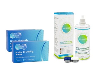 Lenjoy Bi-weekly Aqua+ (12 linssiä) + Solunate Multi-Purpose 400 ml linssikotelolla