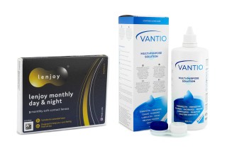 Lenjoy Monthly Day & Night (3 linssiä) + Vantio Multi-Purpose 360 ml ja linssikotelo