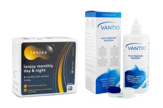 Lenjoy Monthly Day & Night (6 linser) + Vantio Multi-Purpose 360 ml med linsetui