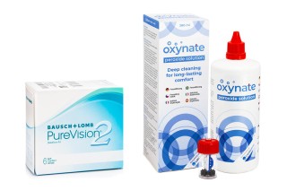 PureVision 2 (6 linssiä) + Oxynate Peroxide 380 ml kotelolla